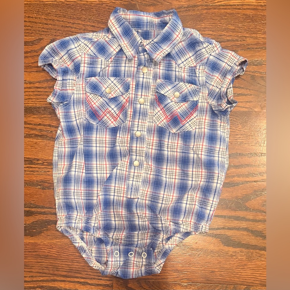 Wrangler Blue and Red Plaid Baby Outfit